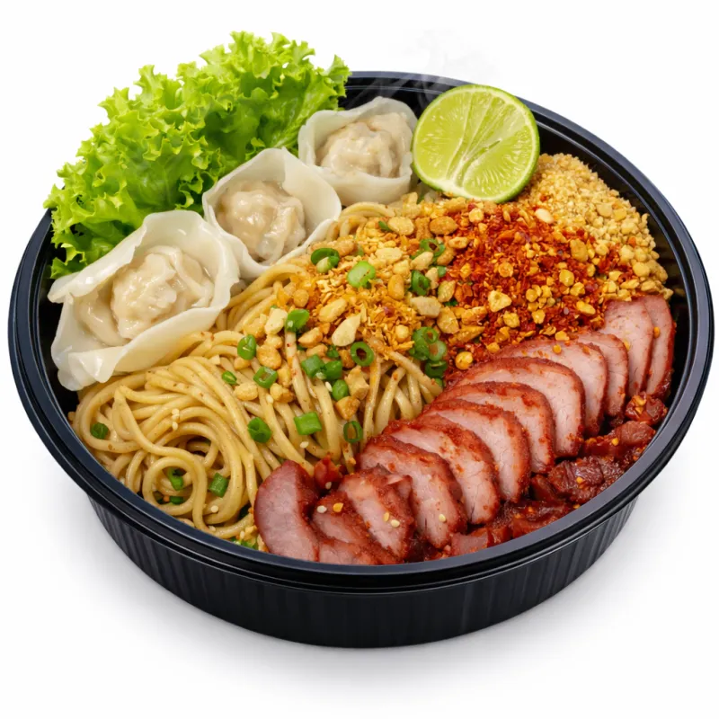 บะหมี่เกี๊ยว ยำ หมูย่างอบน้ำผึ้ง