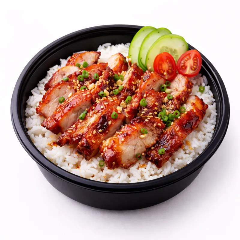ข้าวหมูย่างอบน้ำผึ้ง